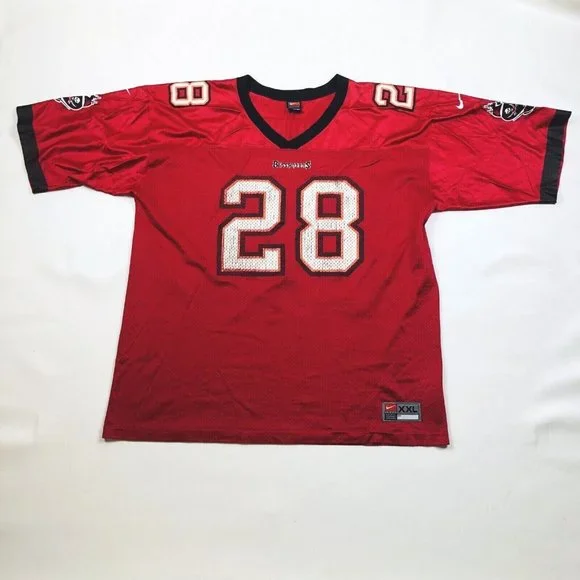 Tampa Bay Buccaneers Warrick Dunn 28 Red Football Jersey Mens Size 2XL NFL - Picture 12 of 12